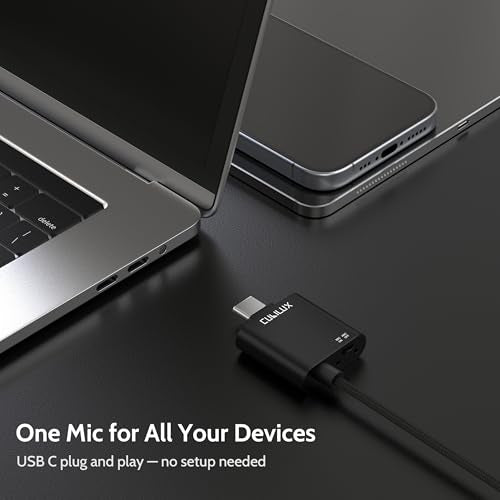 Cubilux Noise-Cancelling USB C Lavalier Microphone, Type C Noise Cancellation ENC Mini Clip-On Lapel MIC Compatible with iPhone 17/16/15 Pro, iPad Pro 13/12.9/11, Galaxy, Pixel, Laptop, Phone, 5FT