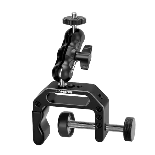 Camera Clamp Mount C Clamp with 1/4'' Screw Magic Arm - Perfect for Cameras, LED Video Lights, Monitors, Flash, Desk, Microphone, Action Camera