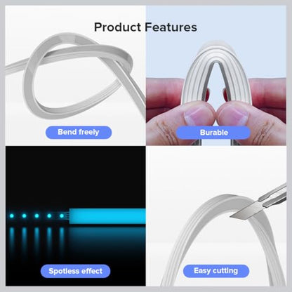 BTF-LIGHTING Silicone LED Channel System 32.8Ft for ≤6mm Width LED Strip | Flexible LED Neon Rope Channel Diffuser, Spotless Milky White Cover for Kitchen Cabinet, Rooms, and Patio(No LED Strip) - size: 32.8FT, style: 10X10mm