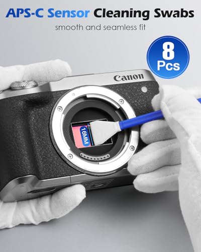 Zacro Camera Cleaning Kit 16mm APS-C Frame Sensor Cleaning Swab*8 + 20ml Sensor Cleaner for DSLR SLR Digital Camera CMOS Sensor Cleaning, Compatible with Nikon Sony Canon - size: 16mm