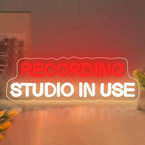 Recording Studio in Use Neon Sign Dimmable Live Music LED Neon Sign USB Powered Wall Hanging Light for Recording Room Music Studio Bedroom Game Room Décor - color: Recording Studio in Use