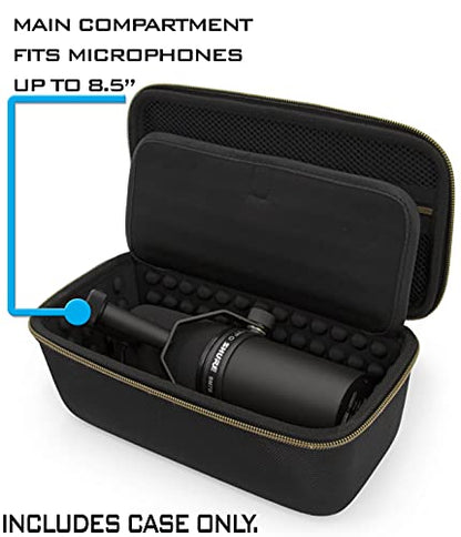 CASEMATIX Studio Case Compatible with Rode PodMic, Shure SM7B Microphone and Other Large Podcast Mics with XLR Recording Accessories - Includes Podcasting Mic Bag Only