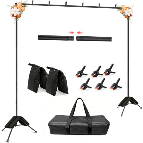 Hemmotop Backdrop Stand 11x10ft, Heavy Duty Background Stand Kit with 2 Sandbags, Photo Booth Frame for Wedding, Birthday, Baby Shower, Halloween, Christmas Party Photos, Projector Screen - size: 11x10ft