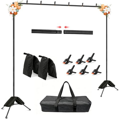 Hemmotop Backdrop Stand 11x10ft, Heavy Duty Background Stand Kit with 2 Sandbags, Photo Booth Frame for Wedding, Birthday, Baby Shower, Halloween, Christmas Party Photos, Projector Screen - size: 11x10ft