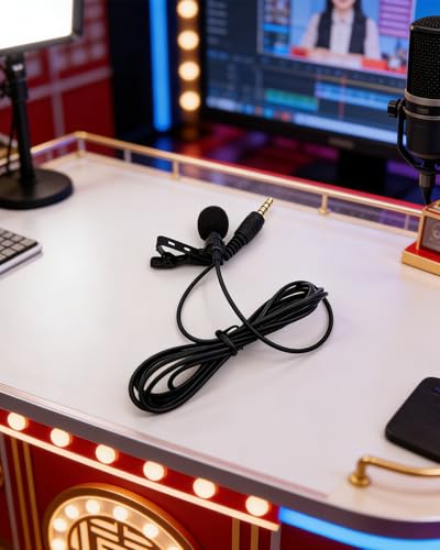 3.5mm Lavalier Lapel Clip-on Omnidirectional Microphone, Hands-Free Mic for Phone, Camera - color: Black, size: 1-Pack