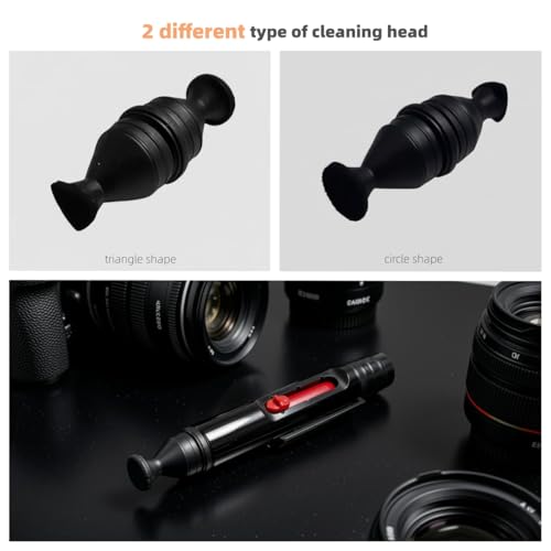 2pcs Lens Cleaning Pen with Carbon Cleaning Head and Brush for DSLR Digital Camera and Drone, Telescope, Magnifying Glass, Mobile Phone Screen, etc.