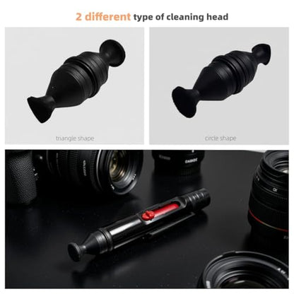 2pcs Lens Cleaning Pen with Carbon Cleaning Head and Brush for DSLR Digital Camera and Drone, Telescope, Magnifying Glass, Mobile Phone Screen, etc.