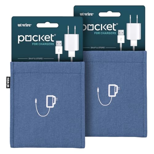 UT Wire [2-PACK Pocket Snap & Store Mobile Charger Case Pouch, Slate Blue with Solid Grey Interior - color: Slate Blue, size: Charger Case | 2 Pack