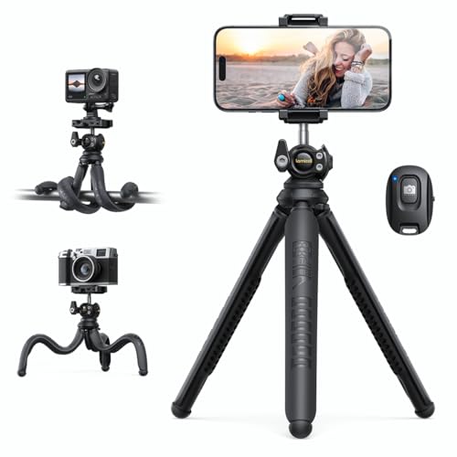 Lamicall Tripod for iPhone with Silicone Legs - [8-Strand Aluminum Core] Flexible Camera Tripod with Wireless Remote, Heavy-Duty Phone Stand Cold Shoe for iPhone Pocket 3/4 Samsung GoPro DSLR Camera - style: NEW Upgraded - Silicone for iPhone
