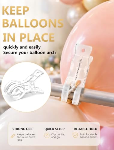 12 Pack 3.5 Inch Clear Balloon Arch Clips, Heavy Duty Transparent Spring Clamps for Backdrop Stand, Reusable Plastic Clips for Birthday Wedding Party Decor Photography Studios