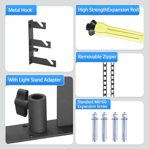 WELLMAKING Manual Axis Background Lifter & Photography Support Stand, Muslin Backdrop Kit with Adjustable Drape Display, Compatible with Light Stand – No Drilling Required, for Home Studio Live Stream