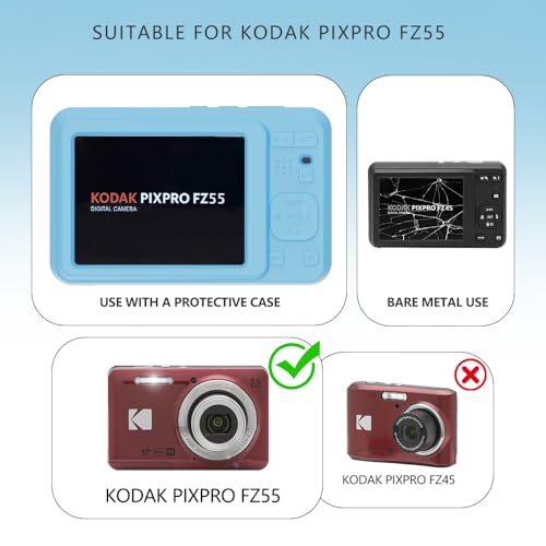 Case for Kodak PIXPRO FZ55,FZ55 Accessories,Soft Silicone Protective Case,Comes with 2 Screen Protectors and 1 Wrist Strap - Light Blue - color: Light blue