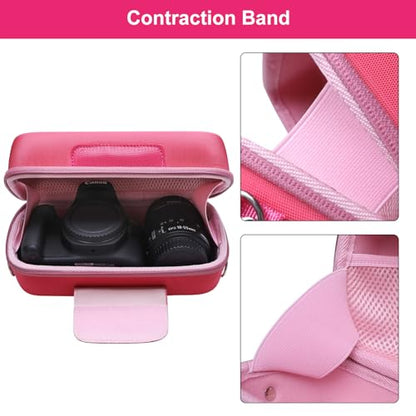 LTGEM Camera Case for Canon EOS Rebel T7 / R50 / R100 / R50 V / T6 / R8 / R10 / RP / SL3 / R5 / T100 DSLR SLR Camera and 18-55mm/18-45mm Lens with Shoulder Strap, Magenta+Pink - color: Magenta+Pink