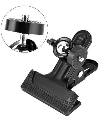 QWORK 4 Pack Multifunctional Tripod Camera Clamp Flash Holder with 360 Swivel Tripod Mini Ball Head, Black