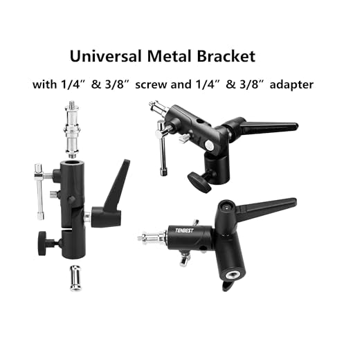 Camera Flash Bracket with Cold Shoe Mount, Solid Metal Material, Adjustable Speedlite Swivel Light Stand Bracket with Umbrella Holder,1/4 to 3/8 Adapter Screw for Flashes Studio LED Lights