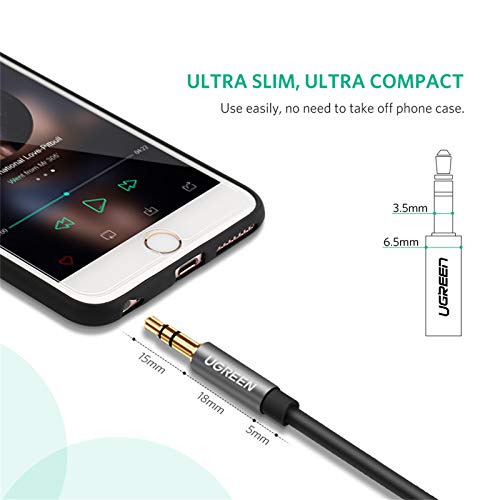 UGREEN Headphone Extension Cable 3.5mm Extension Gold Plated Aux Cable Audio Stereo Jack Male to Female TRS Cord Extender Compatible with iPhone iPad Phones Tablets Media Players, 16FT - size: 16FT