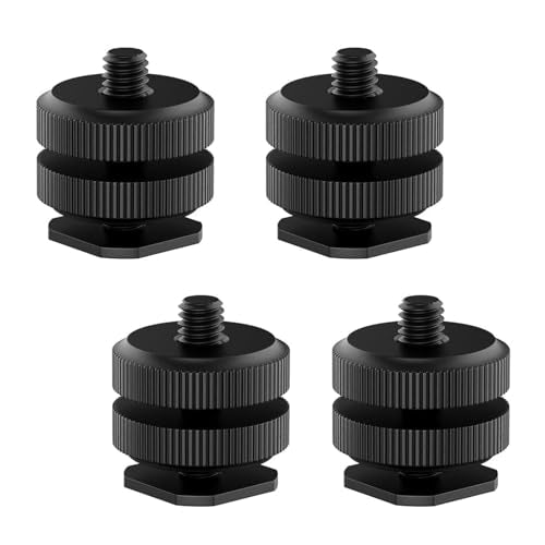 Camera Hot Shoe Mount (4 Pack) to 1/4"-20 Tripod Screw Adapter Flash Shoe Mount for DSLR Camera Rig - size: 4 Pack