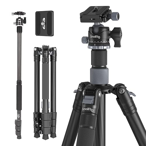 SmallRig AP-20 Carbon Fiber Tripod, 62.2" Camera Tripod Monopod with Center Column, Compact Lightweight Tripods with 360° Ball Head, Payload 26.5 lbs, Quick Release Plate, for DSLR Camera - 4059 - style: 62.2"