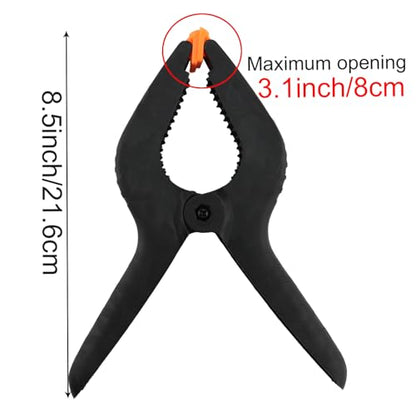 ZOENHOU 6 Pcs 9 Inch Large Spring Clamp Set, Nylon Plastic Clips Heavy Duty Clamp with Flexible Jaw Pad and Anti-slip Handles for Woodworking Backdrop Photo Studio Craft DIY Art - size: 9 Inch 6PCS