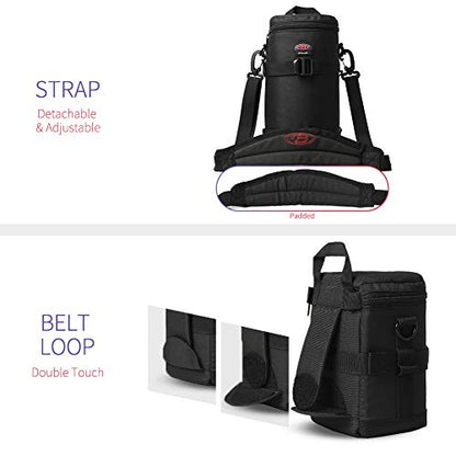 Lens Pouch For DSLR Camera Lens Fits for Canon, Nikon, Pentax, Sony, Olympus, Panasonic, and other Lens BL-0009 - size: BL-0009