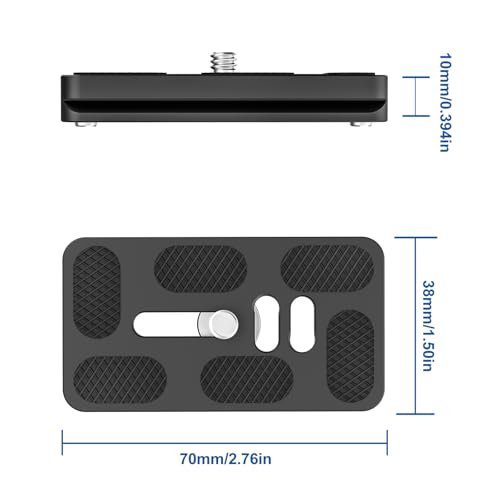 CAVIX PU-70 Extended Quick Release Plate – Lightweight Aluminum Alloy, Arca-Swiss Compatible with Non-Slip Pad for DSLR/Mirrorless Cameras – Fits Tripods, Gimbals, Ball Heads (1/4″-20 Screw) - size: 70mm