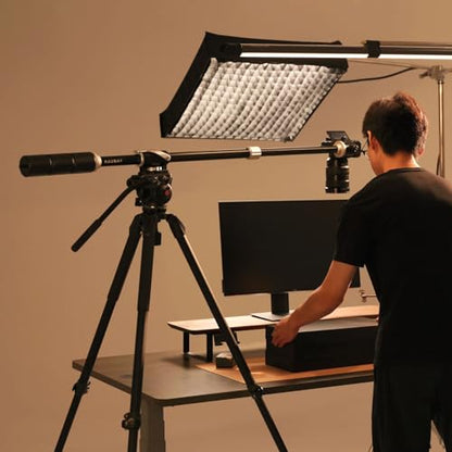 RAUBAY Tripod Extension Arm, Fixed Horizontal Boom Arm for Overhead & Top-Down Photography, Heavy-Duty Aluminum, 1/4" & 3/8" Mount, 26"–40" Adjustable for Camera, Light & Mic TE01