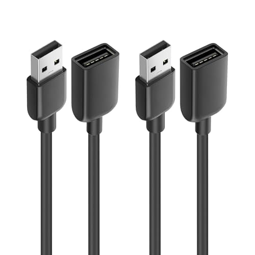 Cable Matters 2-Pack USB Extension Cable - 6ft, Male to Female USB Extender Cable, USB2.0 Extension Cord, 480Mbps, Black - size: 6 Feet, style: 2-Pack