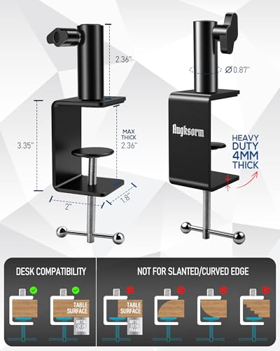 Table Microphone Clamp Heavy-Duty Desk Mic Metal C-Clamp Mount Base for Mic Suspension Boom Scissor Gooseneck Arm Stand Holder with Adjustable Screw - KBG-47 Desk Clamp - size: KBG-47 Desk Clamp
