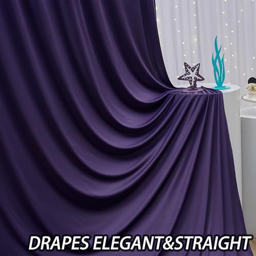 10ftx12ft Wrinkle Free Purple Backdrop Curtain,2 Panels 12FT Height Wedding Backdrop Drapes,Silky Polyester Back Drop Cloth for Birthday Photography Background Party Backdrop Draping - color: Purple, size: (W)5ft x (H)12ft (2 Panel)