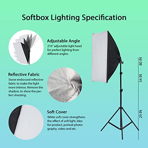 Photography Lighting kit with Backdrops, 8.5ftx10ft Backdrop Stand, 5 Tripod Stands and Bulb, Umbrella Softbox Continuous Lighting, Photo Studio Equipment for Portrait Product Photo Shoot