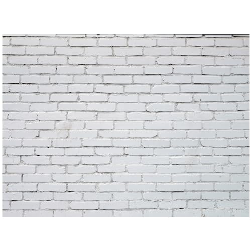 VitalCozy 10 x 8 ft Brick Wall Backdrop for Photoshoot Polyester Fabric White Brick Backdrop Background for Fireplace Home Decoration Newborn Birthday Party - color: White, size: 10 x 8 ft