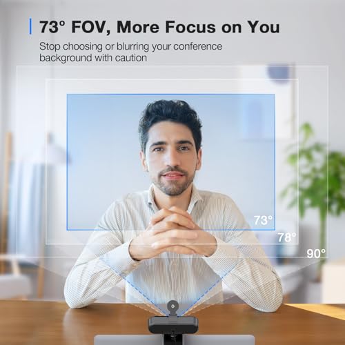 EMEET C960 4K Webcam for PC, 4K UHD CMOS Sensor, PDAF Auto Focus, Dual Omnidirectional Mics, Auto Light Correction, 73° FOV, Plug&Play Webcam w/Privacy Cover, Works w/Zoom/Teams/Skype/Google Meet - style: 4K