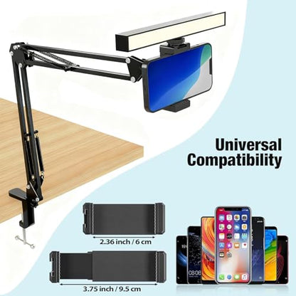 Desk Selfie Light with Overhead Phone Mount, Adjustable Arm & Phone Holder, USB Powered Video Light for Content Creation, Photo Shooting, Live Streaming，Video Recording - size: 9.8-inch LED light