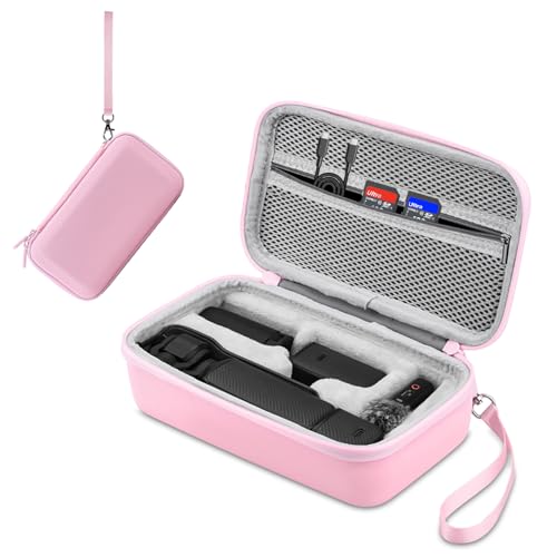 Osmo Pocket 3 Case, Portable Carrying Bag for DJI Osmo Pocket 3 Vlogging | Pink Hard Storage Bag with Wrist and Carabiner, Pink Color Surface Waterproof Travel kit Combo Accessories