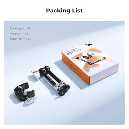 K&F CONCEPT 9.8" Magic Arm Clamp Kit with Dual 360° Ball Heads Camera Arm Mount for Monitor, Flash, LED Light, Microphone, Camera Cage, Action Camera, Sliver - size: 9.8-Inch