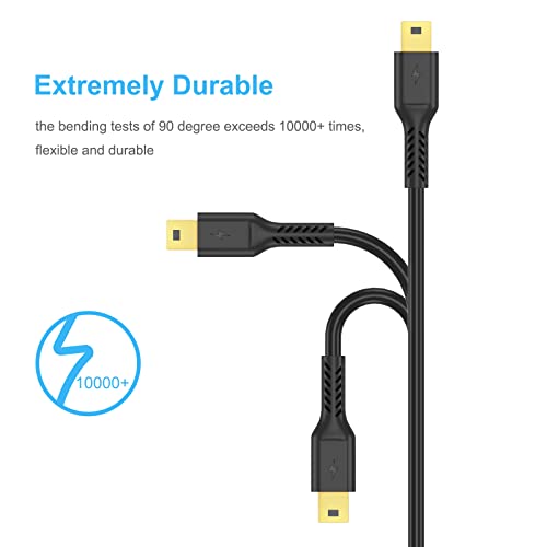 3ft Mini USB Cable, Standard USB 2.0 to Mini B Male Charger Cord Durable USB Mini to USB Charging Cable Compatible with PS3 Controller, MP3 Player, Camera, Dash Cam, Garmin GPS, Hero 3+(Black) - size: 3 Feet