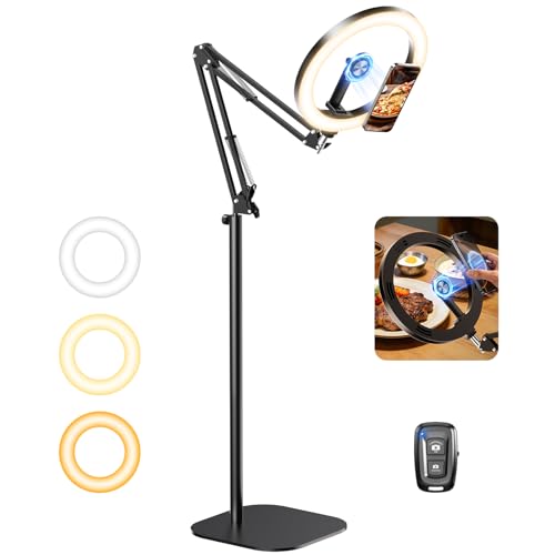Magnetic Ring Light with Stand Tripod for iPhone – Evershop 10” Overhead Camera Mount, 70.8” Tall Adjustable Selfie Light with Phone Holder for Video Recording, Photography, Streaming - size: 70.8" tall - Magnetic (Standard)