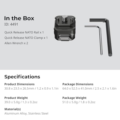SmallRig HawkLock H21 QR Mount Plate Dual-Directio NATO Rail | Anti-Deflection 1/4"-20 Screw, holds up to 11lb for cameras, monitors, action cameras