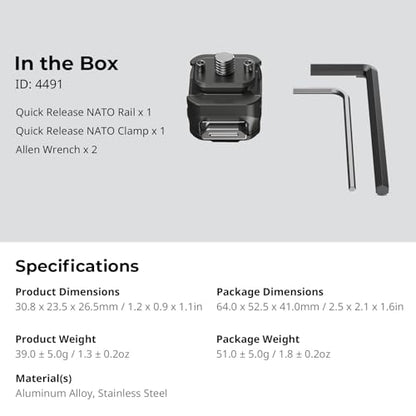 SmallRig HawkLock H21 QR Mount Plate Dual-Directio NATO Rail | Anti-Deflection 1/4"-20 Screw, holds up to 11lb for cameras, monitors, action cameras