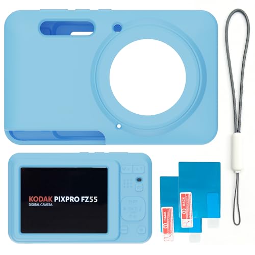 Case for Kodak PIXPRO FZ55,FZ55 Accessories,Soft Silicone Protective Case,Comes with 2 Screen Protectors and 1 Wrist Strap - Light Blue - color: Light blue