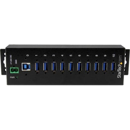 StarTech 10-Port Industrial USB 5Gbps Hub, Mountable, TAA (ST1030USBM) | Steel housing, ESD and surge protection, DIN/wall/desk mount, 7-24V terminal block power