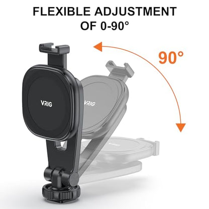 VRIG MG-03 Magnetic Phone Tripod Mount for iPhone and MagSafe Cases | 360° Rotation Cold Shoe, Camera Phone Mount Compatible with iPhone 17 16 15 14 13 12 Series, Phone Holder for Camera, Tripod - size: MG-03
