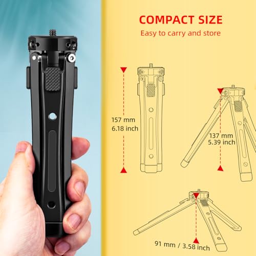 Zeadio Heavy Duty Metal Camera Tripod Stand - Universal Small Table Tripod for Camera, Gimbal, Action Cam, Camcorder, Microphone, LED Light, etc(40kg/88lb Load) - style: Basic Version
