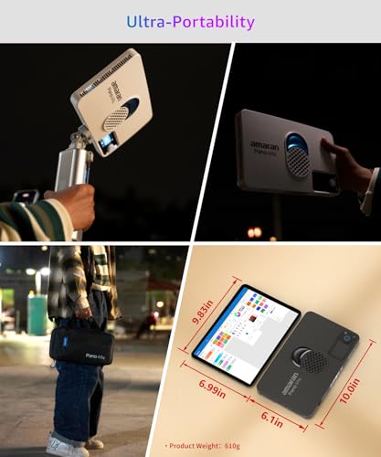amaran Pano 60c Kit,Compact 60W RGBWW Full Color Panel Light,Support USB-C PD,CCT 2,300K-10,000K,12 Lighting Efects,APP Control w/Softbox Studio Light Photography Lighting (Pano 60c - White) - color: Pano 60c - White