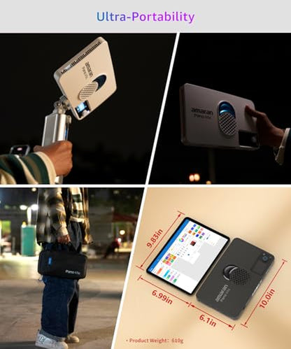 amaran Pano 60c Kit,Compact 60W RGBWW Full Color Panel Light,Support USB-C PD,CCT 2,300K-10,000K,12 Lighting Efects,APP Control w/Softbox Studio Light Photography Lighting (Pano 60c - Charcoal) - color: Pano 60c - Charcoal
