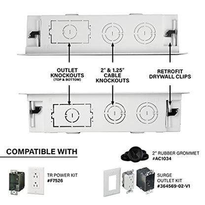 Legrand - OnQ Cable Management, In-Wall Media Box, Dual Purpose Structured Wiring Enclosure, TV Home Theater Recessed Storage Box, 9 Inch, white ENP0900-NA - size: 9 inch
