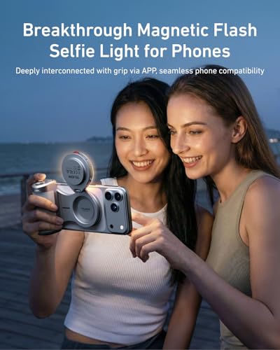 TELESIN Pro Shot Imaging Grip + Beauty Selfie Flash Light Bundle Kit | DSLR Style Feel, Ergonomic Grip, Strong Magnetic Hold | MagSafe Creator Kit for iPhone & Android | for Selfie, YouTube, Zoom Call - color: Pro Shot Imaging Grip Combo