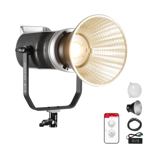 GVM 300W Bi-Color Studio Lights with Bowens Mount, Continuous Lighting for Photography with APP DMX, 112000Lux@0.5m CCT 2700~7500K,8 Scene Lights for Portrait Studio Filming - color: Black