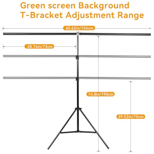 Green Screen Backdrop Kit 6.5x5 ft Portable Chroma Key Background with T-Shaped Stand, 5 Spring Clamps & Carrying Bag – for Zoom, YouTube, TikTok, Gaming, Streaming, Photography (Green)