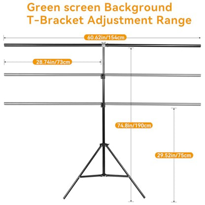 Green Screen Backdrop Kit 6.5x5 ft Portable Chroma Key Background with T-Shaped Stand, 5 Spring Clamps & Carrying Bag – for Zoom, YouTube, TikTok, Gaming, Streaming, Photography (Green)